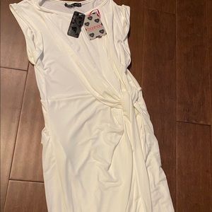 Boohoo white jersey midi dress size 16